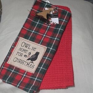 Holiday Plaid Kitchen Towel Set - Red and Green